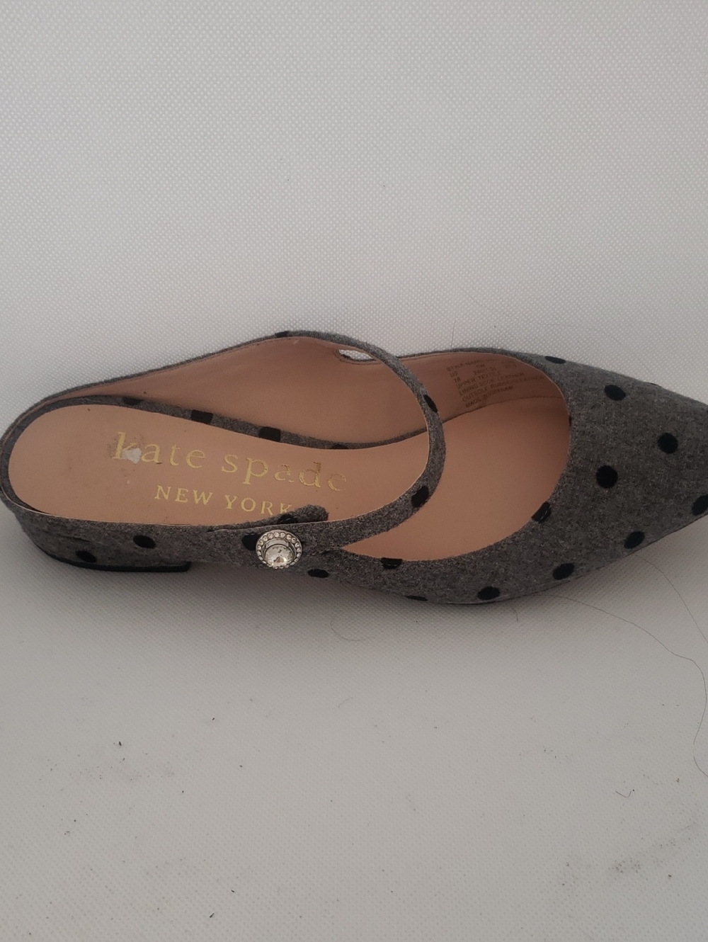 kate spade Gray Felt Polka Dot Mary Jane Flat
